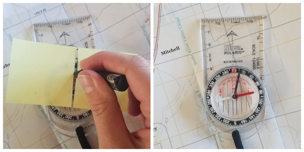 Draw a declination line on the compass