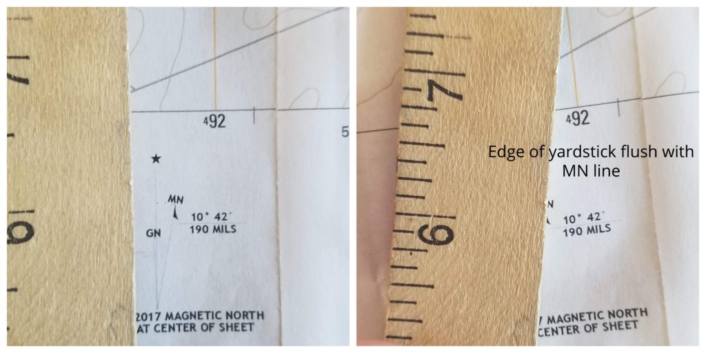 Yardstick flush with magnetic north line